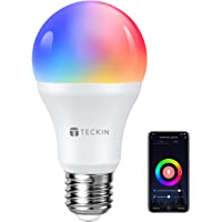 TECKIN Bombilla LED inteligente WiFi ajustable y lámpara multicolor Funciona con Alexa- Echo- Google Home y IFTTT- E27…